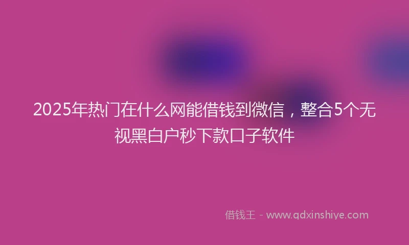 2025年热门在什么网能借钱到微信，整合5个无视黑白户秒下款口子软件