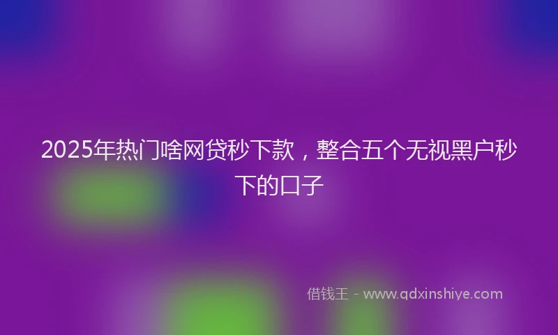 2025年热门啥网贷秒下款，整合五个无视黑户秒下的口子