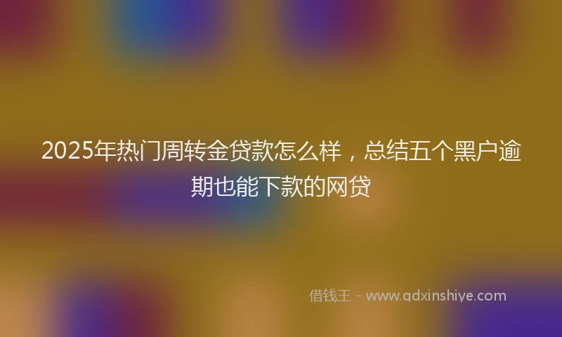 2025年热门周转金贷款怎么样，总结五个黑户逾期也能下款的网贷
