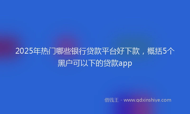 2025年热门哪些银行贷款平台好下款，概括5个黑户可以下的贷款app