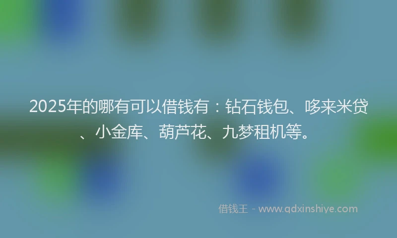 2025年的哪有可以借钱有：钻石钱包、哆来米贷、小金库、葫芦花、九梦租机等。