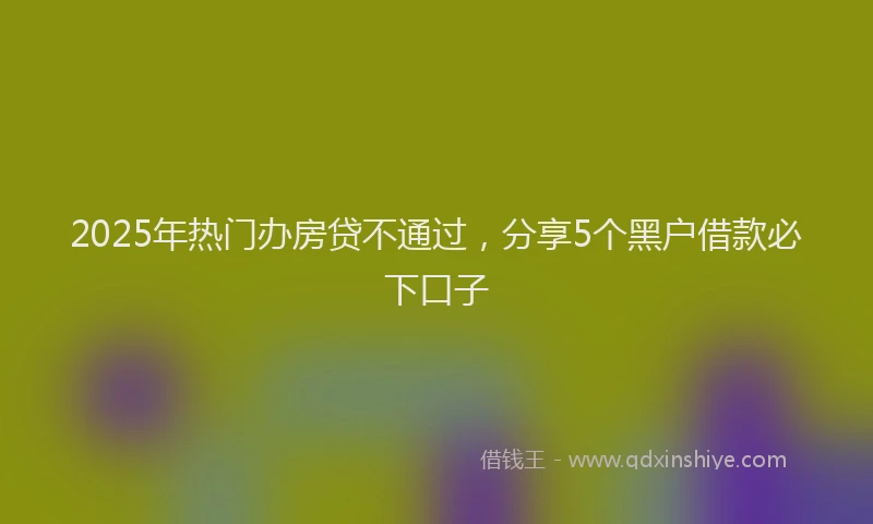 2025年热门办房贷不通过，分享5个黑户借款必下口子
