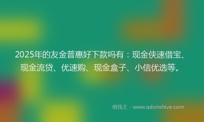 2025年的友金普惠好下款吗有：现金侠速借宝、现金流贷、优速购、现金盒子、小信优选等。