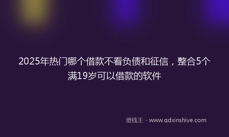 2025年热门哪个借款不看负债和征信，整合5个满19岁可以借款的软件