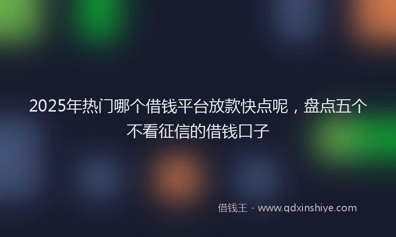 2025年热门哪个借钱平台放款快点呢，盘点五个不看征信的借钱口子