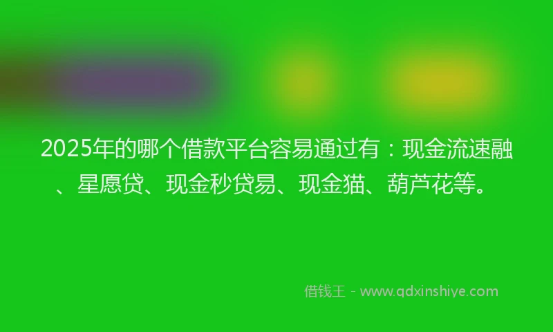 2025年的哪个借款平台容易通过有：现金流速融、星愿贷、现金秒贷易、现金猫、葫芦花等。