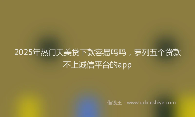 2025年热门天美贷下款容易吗吗，罗列五个贷款不上诚信平台的app