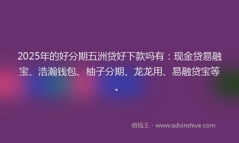 2025年的好分期五洲贷好下款吗有：现金贷易融宝、浩瀚钱包、柚子分期、龙龙用、易融贷宝等。