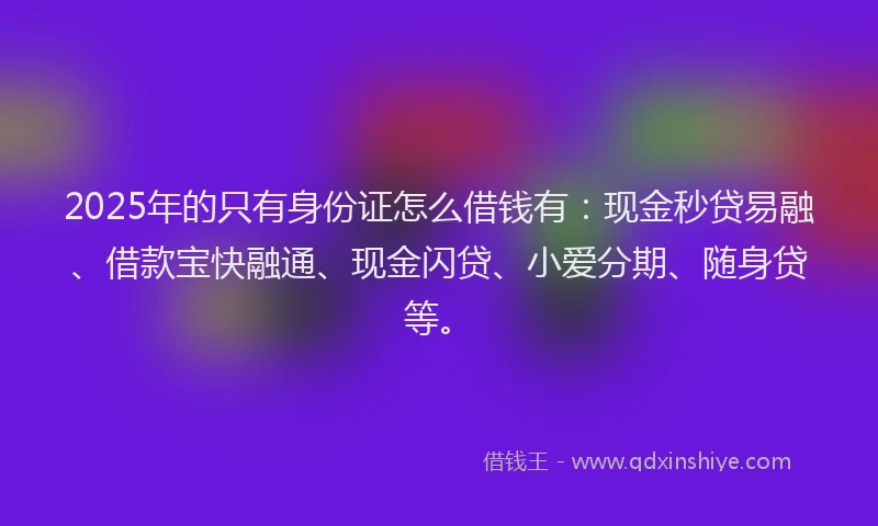 2025年的只有身份证怎么借钱有：现金秒贷易融、借款宝快融通、现金闪贷、小爱分期、随身贷等。