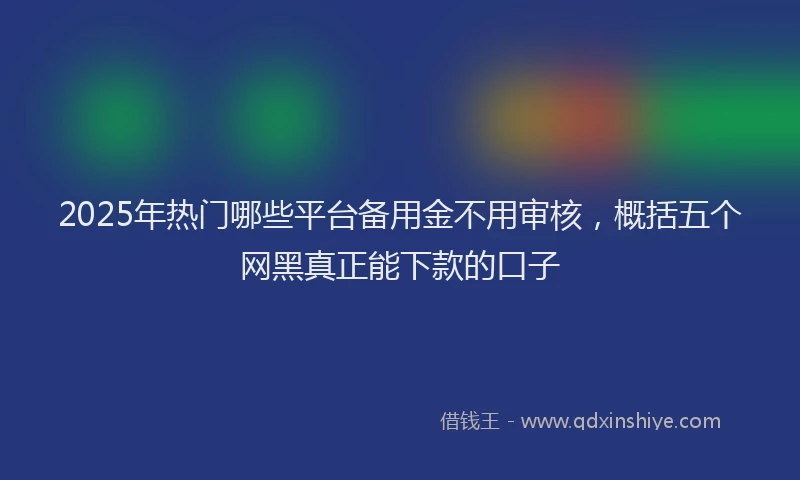 2025年热门哪些平台备用金不用审核，概括五个网黑真正能下款的口子