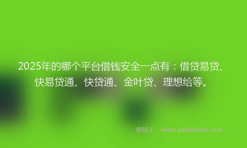 2025年的哪个平台借钱安全一点有：借贷易贷、快易贷通、快贷通、金叶贷、理想给等。