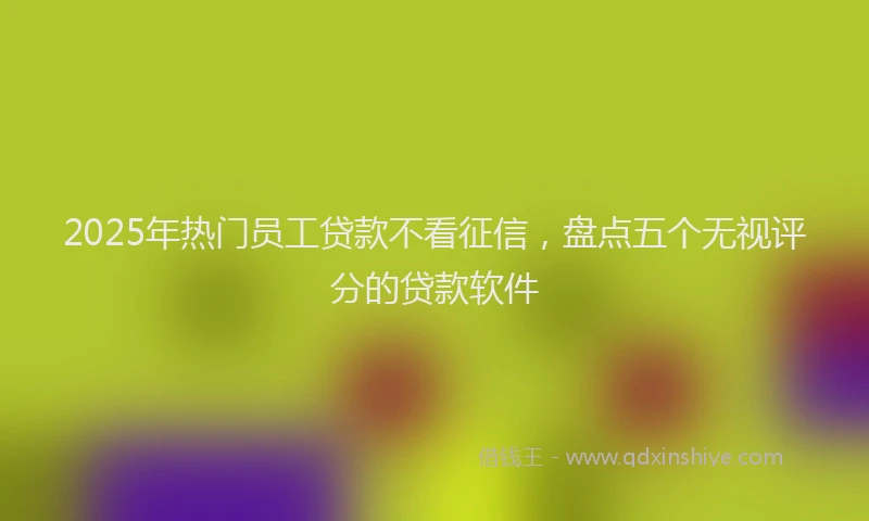 2025年热门员工贷款不看征信，盘点五个无视评分的贷款软件