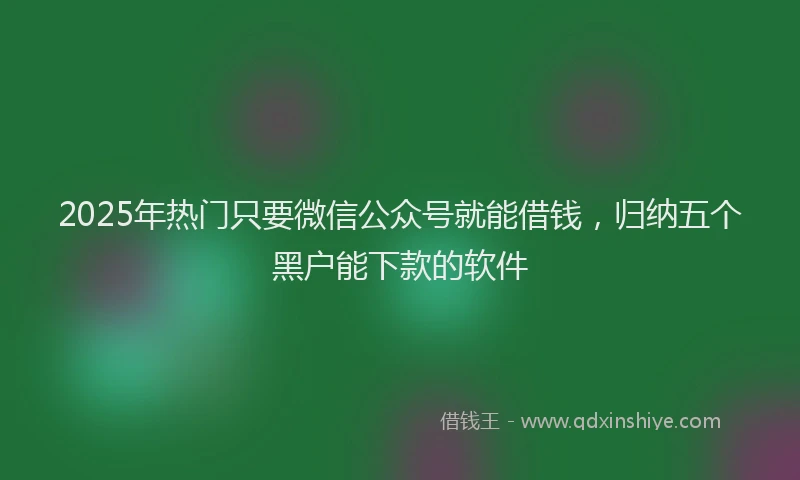 2025年热门只要微信公众号就能借钱，归纳五个黑户能下款的软件