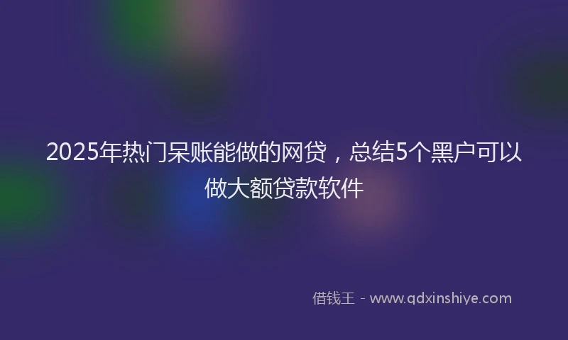 2025年热门呆账能做的网贷，总结5个黑户可以做大额贷款软件