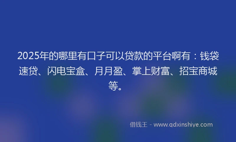 2025年的哪里有口子可以贷款的平台啊有：钱袋速贷、闪电宝盒、月月盈、掌上财富、招宝商城等。