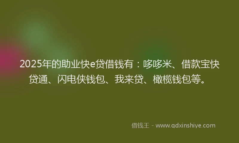 2025年的助业快e贷借钱有：哆哆米、借款宝快贷通、闪电侠钱包、我来贷、橄榄钱包等。