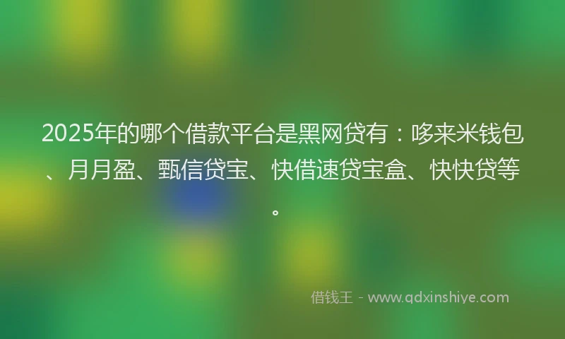 2025年的哪个借款平台是黑网贷有：哆来米钱包、月月盈、甄信贷宝、快借速贷宝盒、快快贷等。