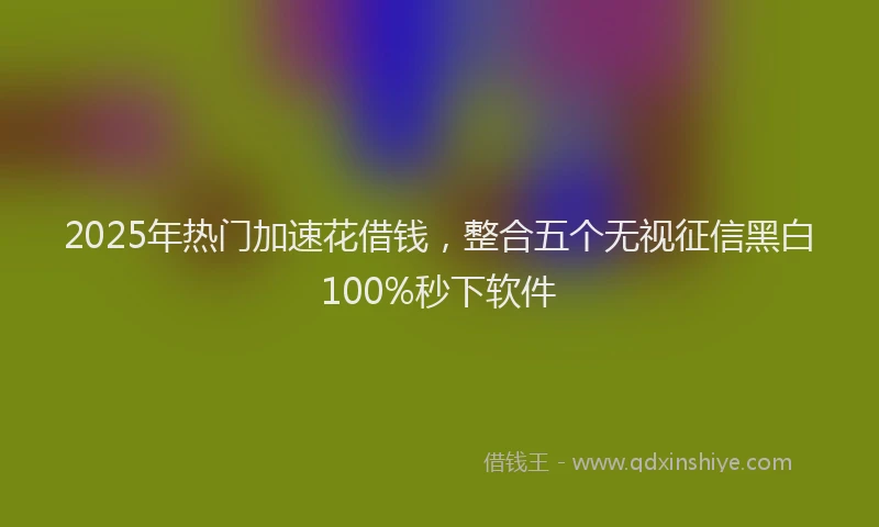 2025年热门加速花借钱，整合五个无视征信黑白100%秒下软件