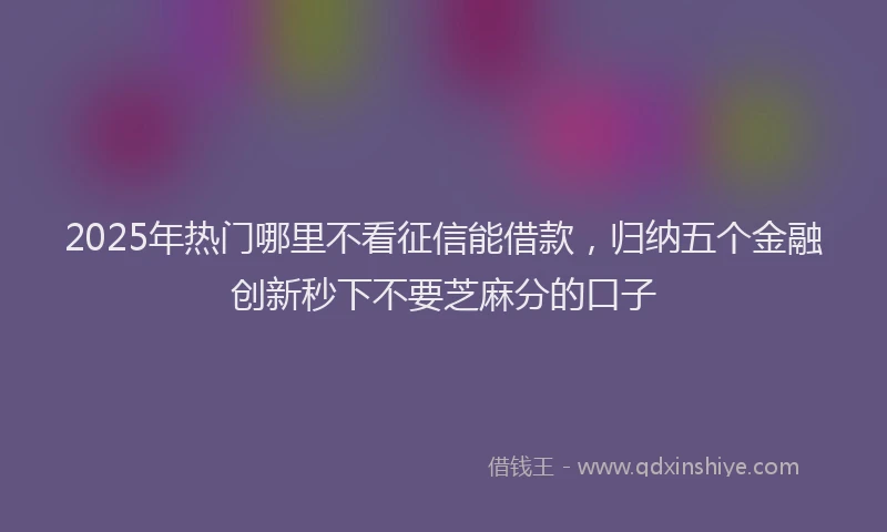 2025年热门哪里不看征信能借款，归纳五个金融创新秒下不要芝麻分的口子