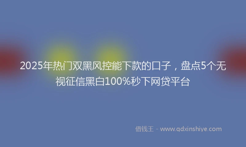 2025年热门双黑风控能下款的口子，盘点5个无视征信黑白100%秒下网贷平台