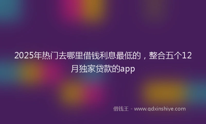 2025年热门去哪里借钱利息最低的，整合五个12月独家贷款的app