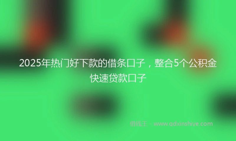 2025年热门好下款的借条口子，整合5个公积金快速贷款口子