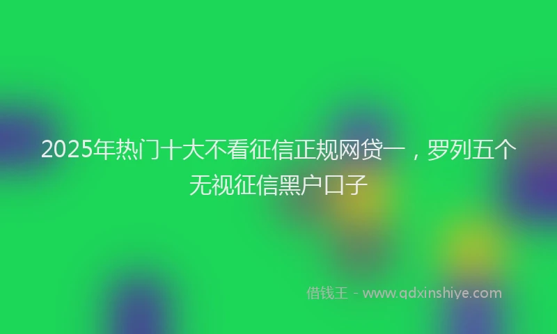 2025年热门十大不看征信正规网贷一，罗列五个无视征信黑户口子