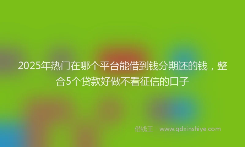 2025年热门在哪个平台能借到钱分期还的钱，整合5个贷款好做不看征信的口子