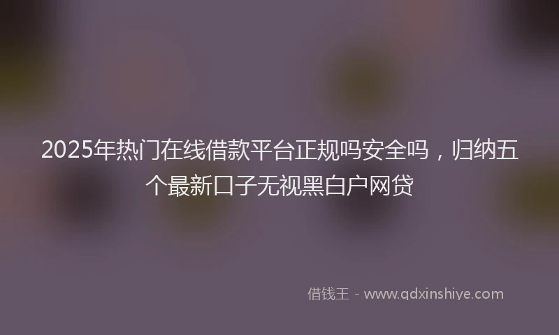 2025年热门在线借款平台正规吗安全吗，归纳五个最新口子无视黑白户网贷