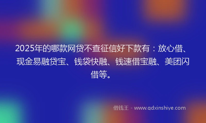 2025年的哪款网贷不查征信好下款有：放心借、现金易融贷宝、钱袋快融、钱速借宝融、美团闪借等。