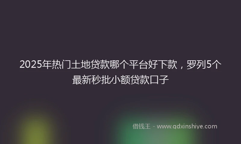 2025年热门土地贷款哪个平台好下款，罗列5个最新秒批小额贷款口子