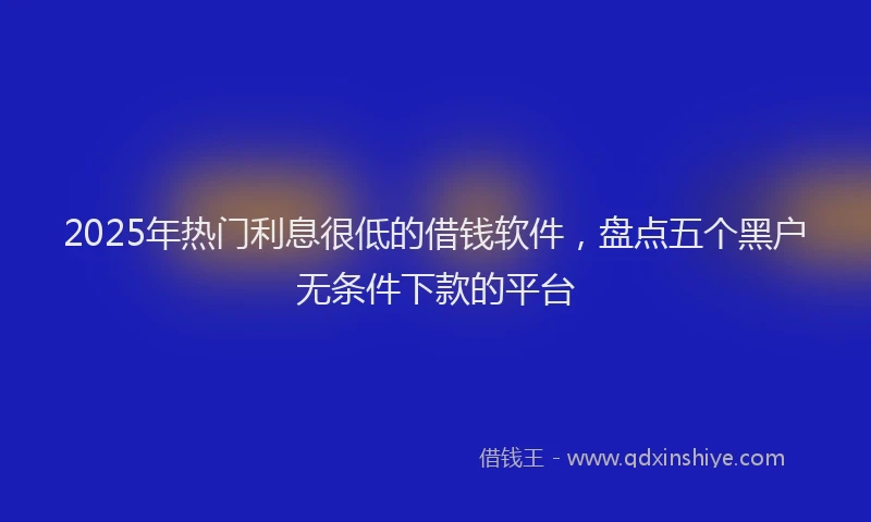 2025年热门利息很低的借钱软件，盘点五个黑户无条件下款的平台