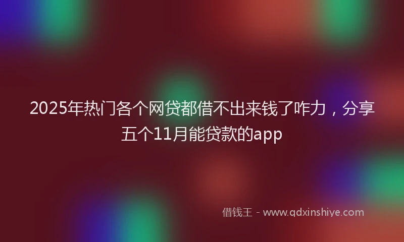 2025年热门各个网贷都借不出来钱了咋力，分享五个11月能贷款的app