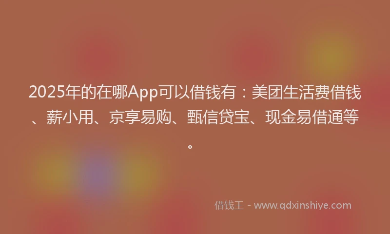 2025年的在哪App可以借钱有：美团生活费借钱、薪小用、京享易购、甄信贷宝、现金易借通等。