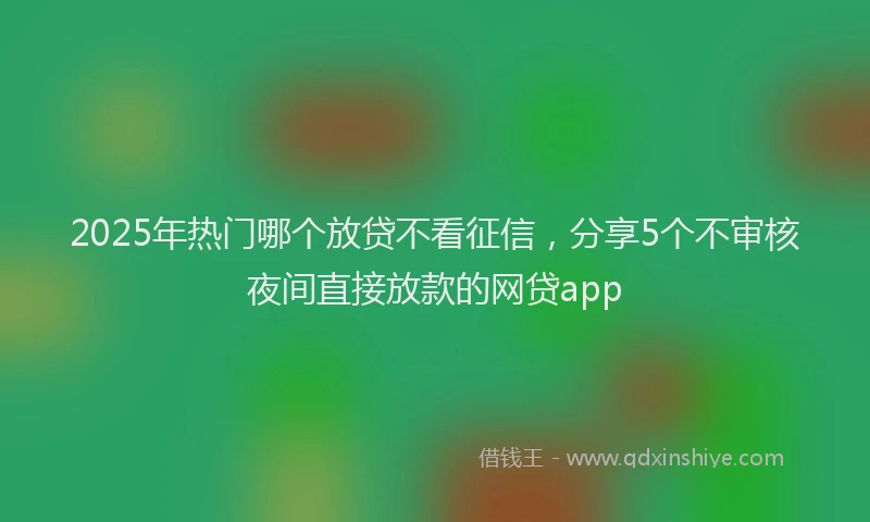 2025年热门哪个放贷不看征信，分享5个不审核夜间直接放款的网贷app