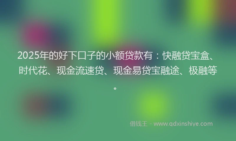 2025年的好下口子的小额贷款有：快融贷宝盒、时代花、现金流速贷、现金易贷宝融途、极融等。