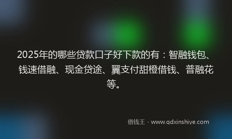 2025年的哪些贷款口子好下款的有：智融钱包、钱速借融、现金贷途、翼支付甜橙借钱、普融花等。