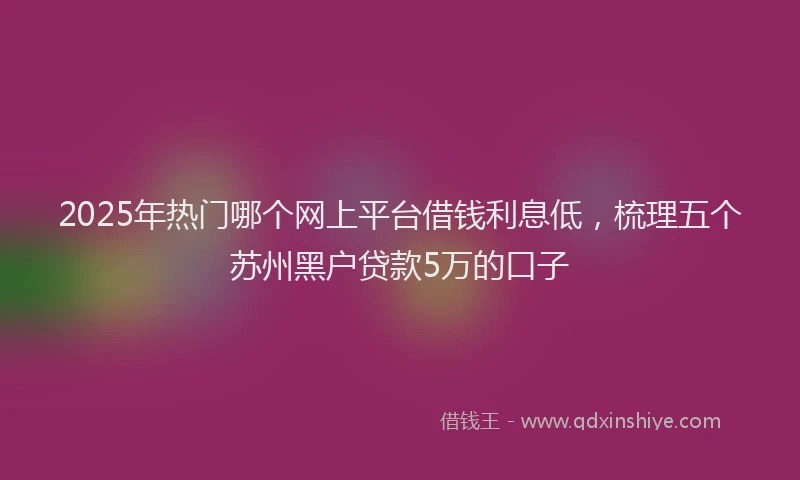 2025年热门哪个网上平台借钱利息低，梳理五个苏州黑户贷款5万的口子