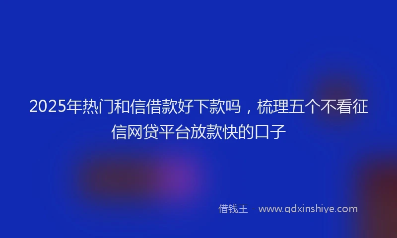 2025年热门和信借款好下款吗，梳理五个不看征信网贷平台放款快的口子