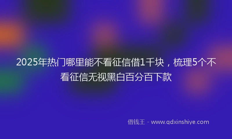 2025年热门哪里能不看征信借1千块，梳理5个不看征信无视黑白百分百下款