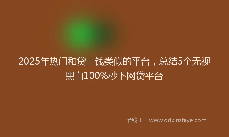 2025年热门和贷上钱类似的平台，总结5个无视黑白100%秒下网贷平台