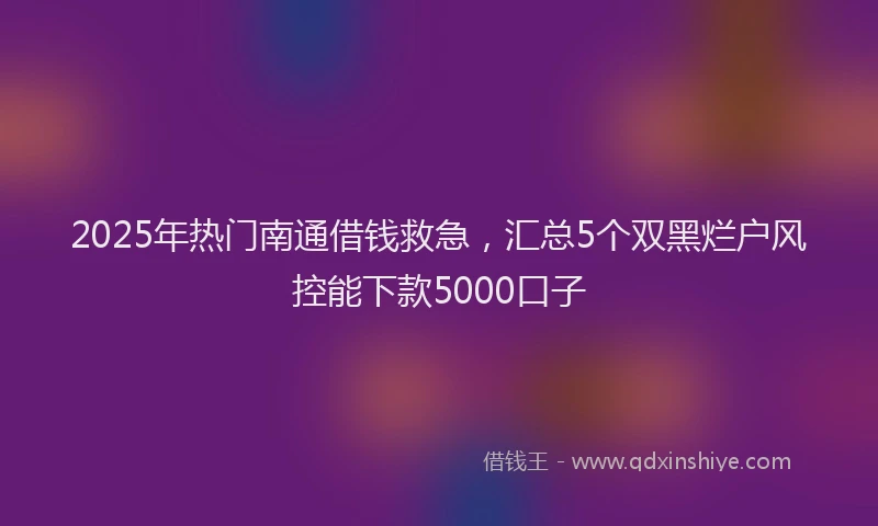 2025年热门南通借钱救急，汇总5个双黑烂户风控能下款5000口子