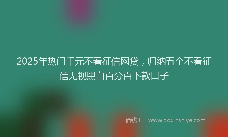 2025年热门千元不看征信网贷，归纳五个不看征信无视黑白百分百下款口子