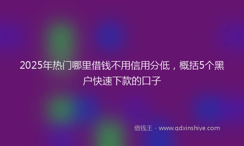 2025年热门哪里借钱不用信用分低，概括5个黑户快速下款的口子