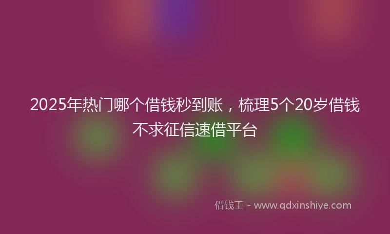 2025年热门哪个借钱秒到账，梳理5个20岁借钱不求征信速借平台