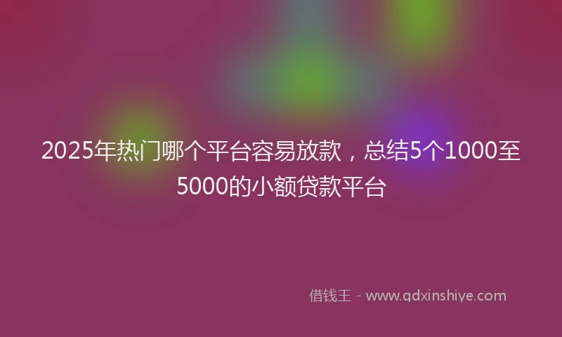 2025年热门哪个平台容易放款，总结5个1000至5000的小额贷款平台