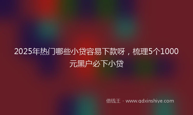 2025年热门哪些小贷容易下款呀，梳理5个1000元黑户必下小贷