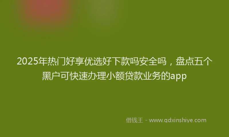 2025年热门好享优选好下款吗安全吗，盘点五个黑户可快速办理小额贷款业务的app