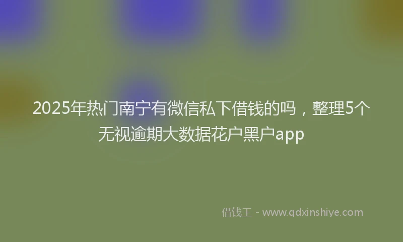 2025年热门南宁有微信私下借钱的吗，整理5个无视逾期大数据花户黑户app