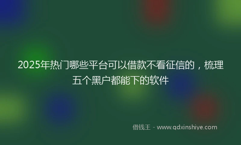 2025年热门哪些平台可以借款不看征信的，梳理五个黑户都能下的软件